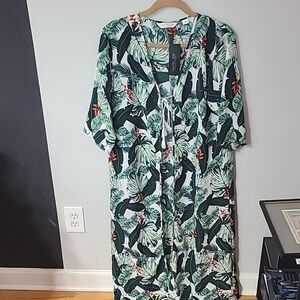 Rachel Zoe NWT Tropical Leaf Print Kimono Tie Front